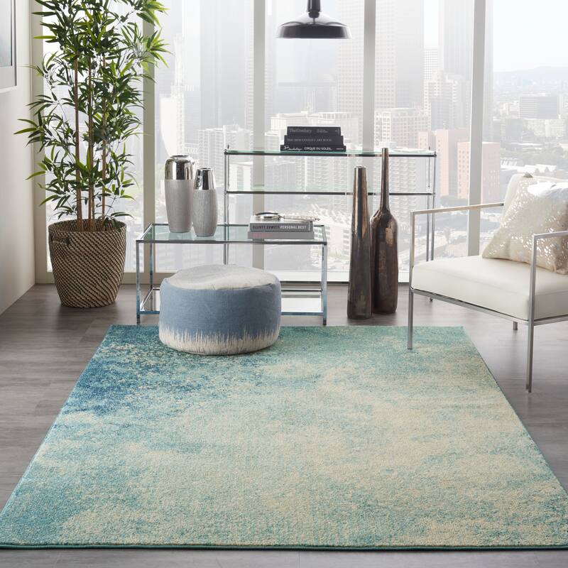 Nourison Passion Colorful Modern Abstract Area Rug - 3'9" x 5'9" - Navy/Light Blue