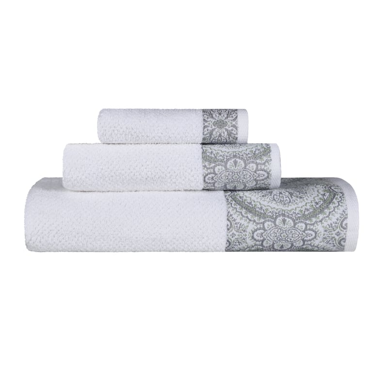 Superior Medallion Cotton Jacquard Texture 3 Piece Assorted Towel Set