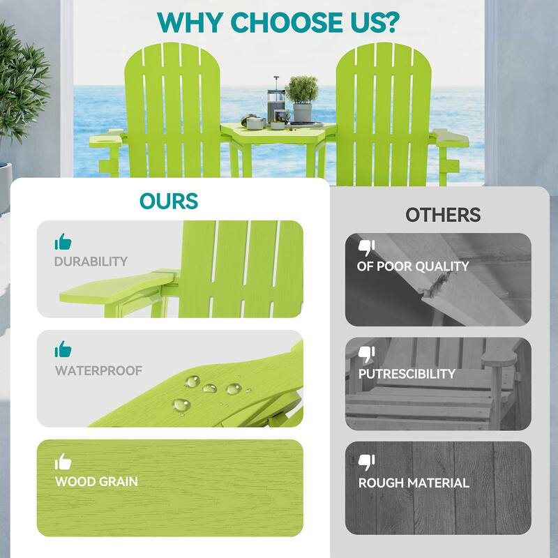 Outdoor All Weather Adirondack Chairs with Movable Footrests, Set of 5/3.