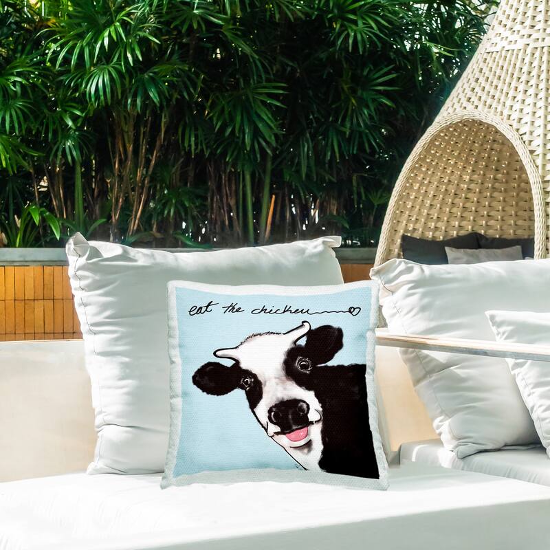 Stupell Eat The Chicken Funny Cow Printed Outdoor Throw Pillow Design by Stella Chang