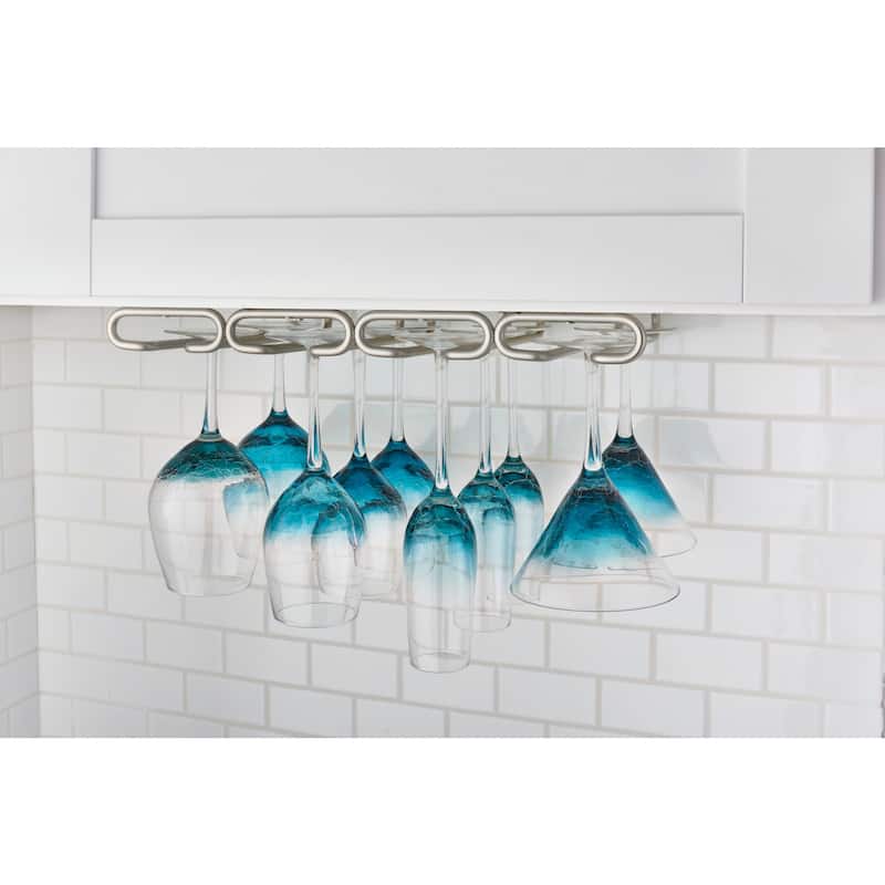 Rev-A-Shelf 11" Quad Under Cabinet Glass & Stemware Holder, Nickel, 3450-11SN - 3.2