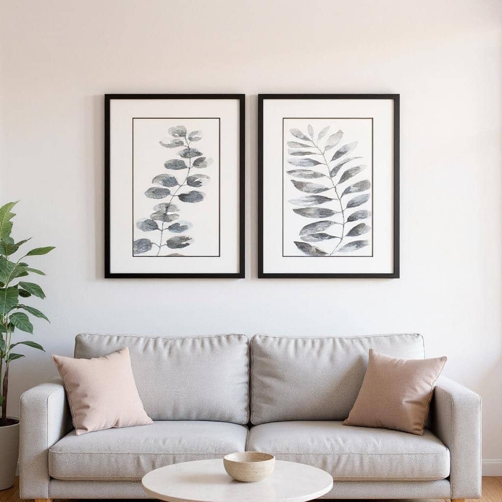 HomeRoots Set Of Two Nature Leaf Black Framed Wall Art