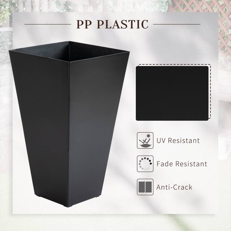 Outsunny 28" Tall Plastic Flower Pot, Set of 3, Large Outdoor & Indoor Plastic Garden Planters, for Entryway, Patio, Yard