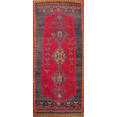 Hand Knotted Oriental 100% Wool Carpet Traditional Tribal Red Tabriz Runner Rug - 9' 6'' X 3' 11''