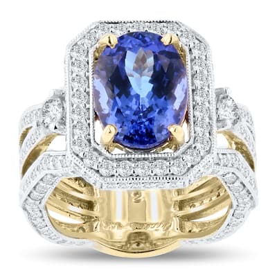 Auriya 14k Two Tone Gold 4 1/3ct Tanzanite and 2 1/8ct TDW Diamond Ring