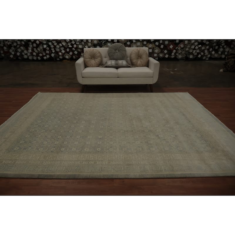 Hand Knotted Oriental 100% Wool Carpet Transitional All-Over Greys & Charcoal Khotan Area Rug - 10' 1'' X 8' 2''