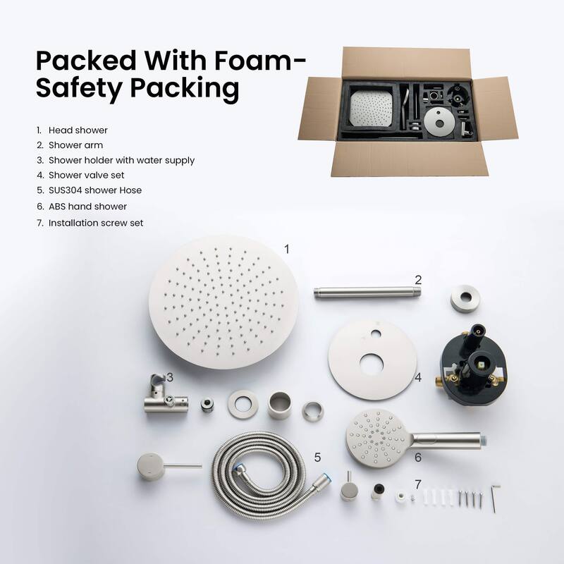Circular Pressure Balanced Ceiling Mounted 2-Function Shower System with Rough In Valve