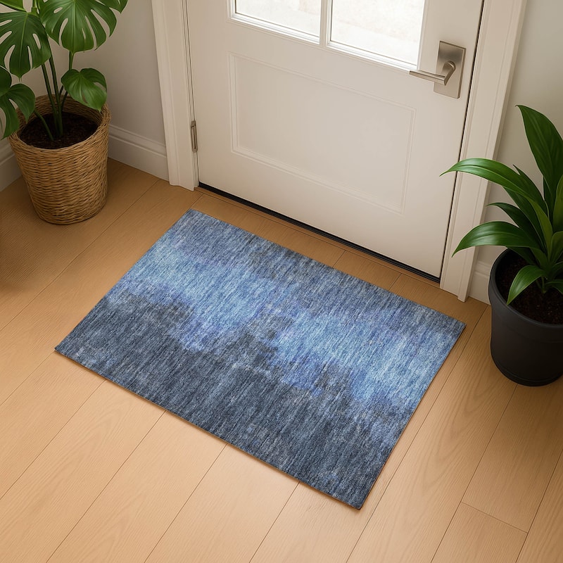 Premium Washable Super Soft Vintage Traditional Mayfield Rug - Navy - 1'8" x 2'6"