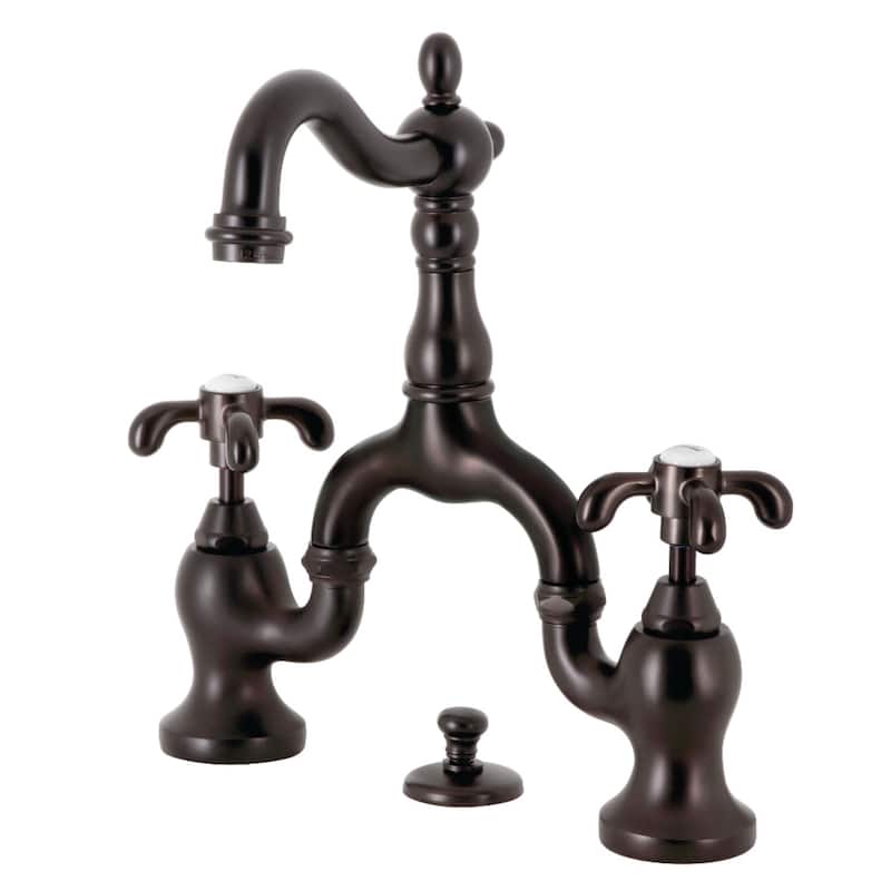 Kingston Brass KS797.TX French Country 1.2 GPM Bridge Bathroom Faucet - Oil Rubbed Bronze