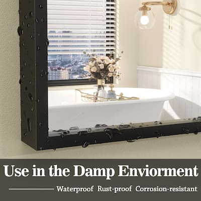 Tempered Glass and Metal Framed French Cleat Mounted Wall Bathroom / Vanity Mirror