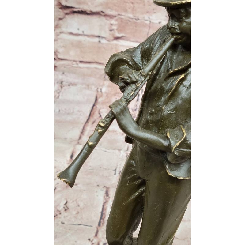 Bronze Jazz Performer Sculpture – Clarinet Player With Hat