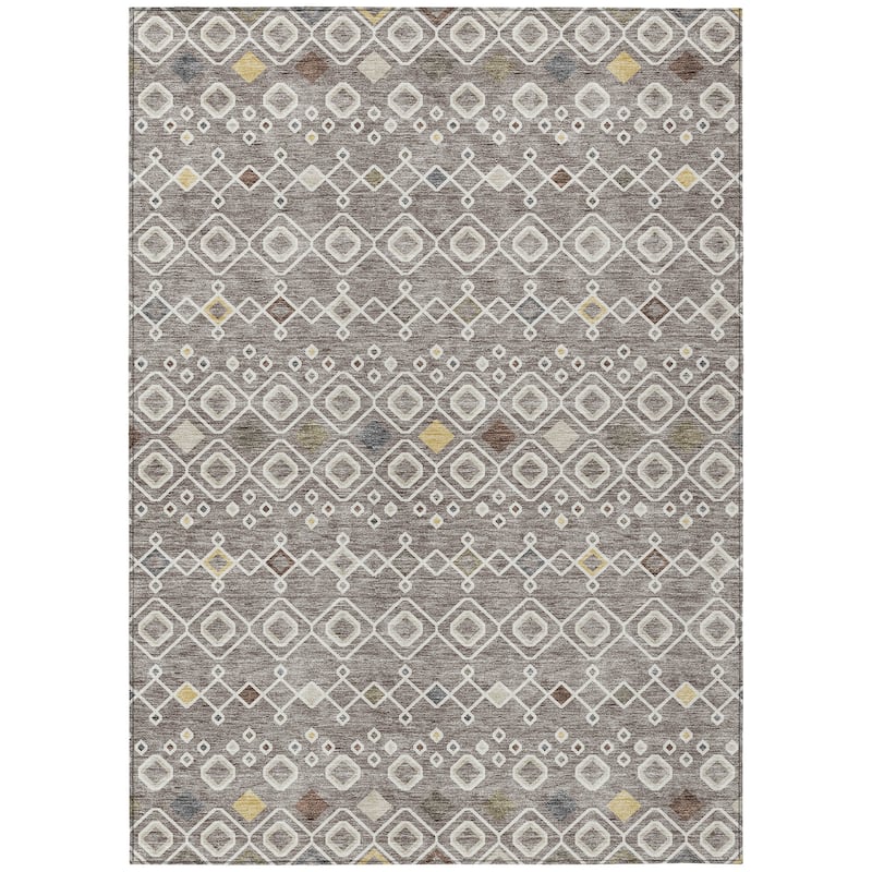 Machine Washable Indoor/ Outdoor Global Contempory Chantille Rug