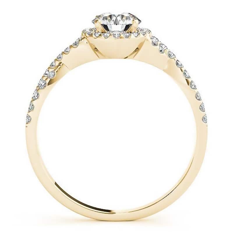 Auriya 14k Gold 1 1/2ct Twisted Moissanite Halo Diamond Engagement Ring 1/5ctw