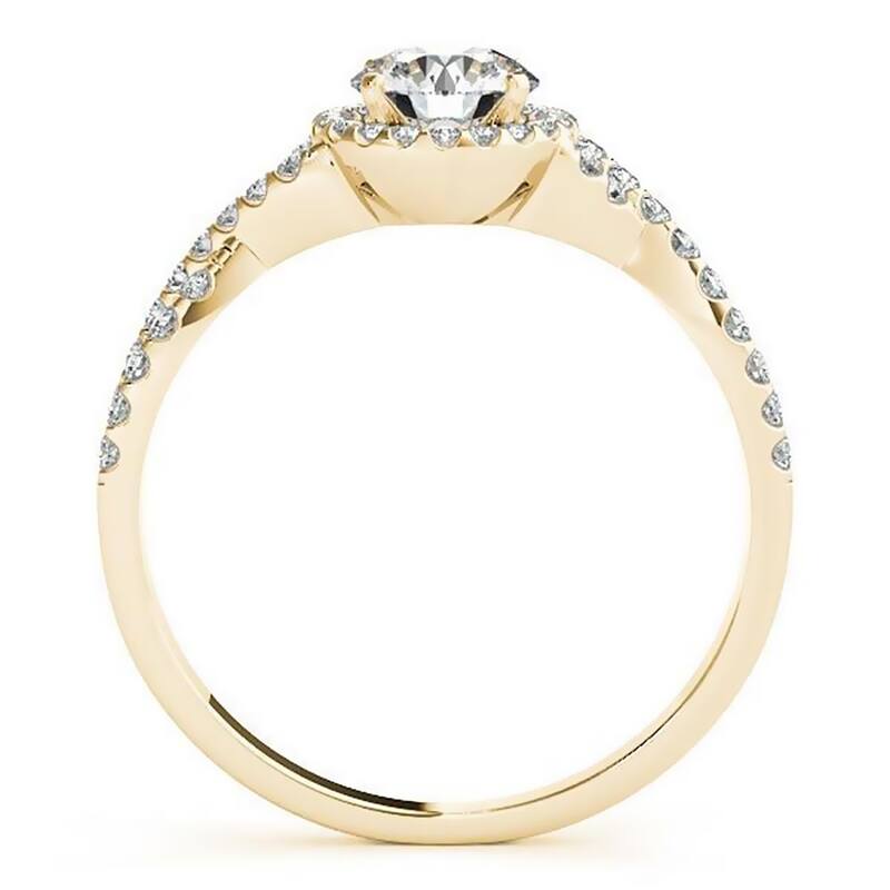 Auriya 14k Gold 1ct Twisted Moissanite Halo 1/5ct Diamond Engagement Ring