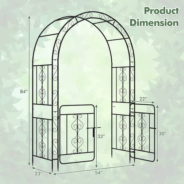 Gymax 84'' No Dig Arch Trellis Heavy-duty Metal Garden Arbor w/ - Bed ...