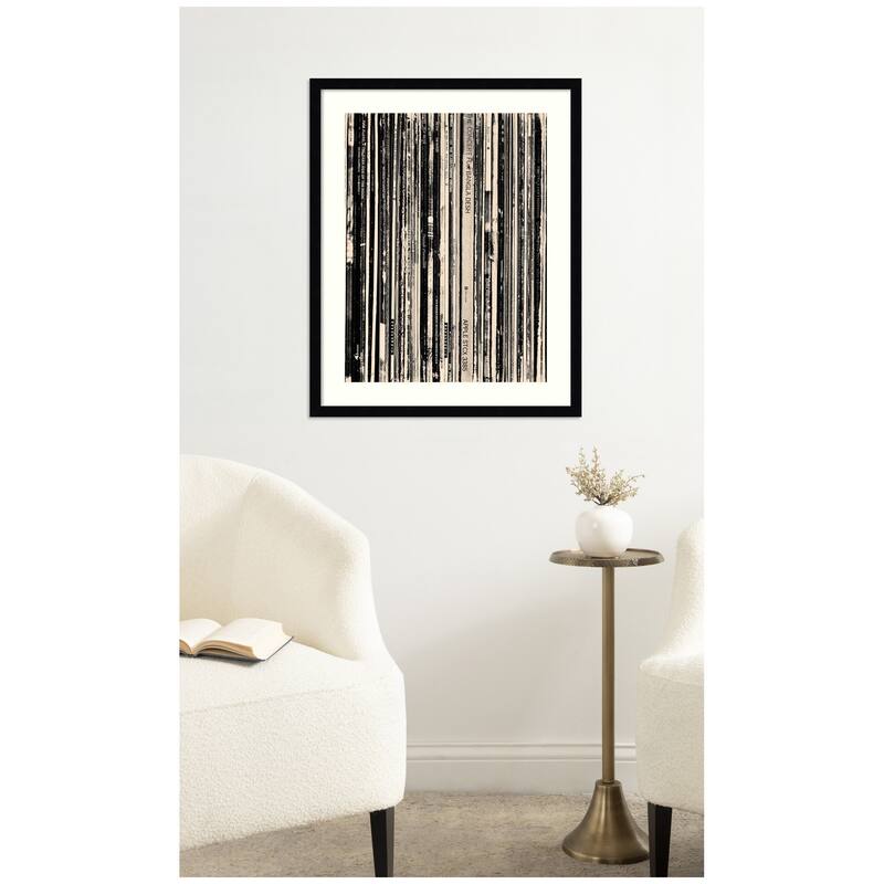Kate and Laurel 33 RPM Black and White by Robert Cadloff Framed Wall Art Print