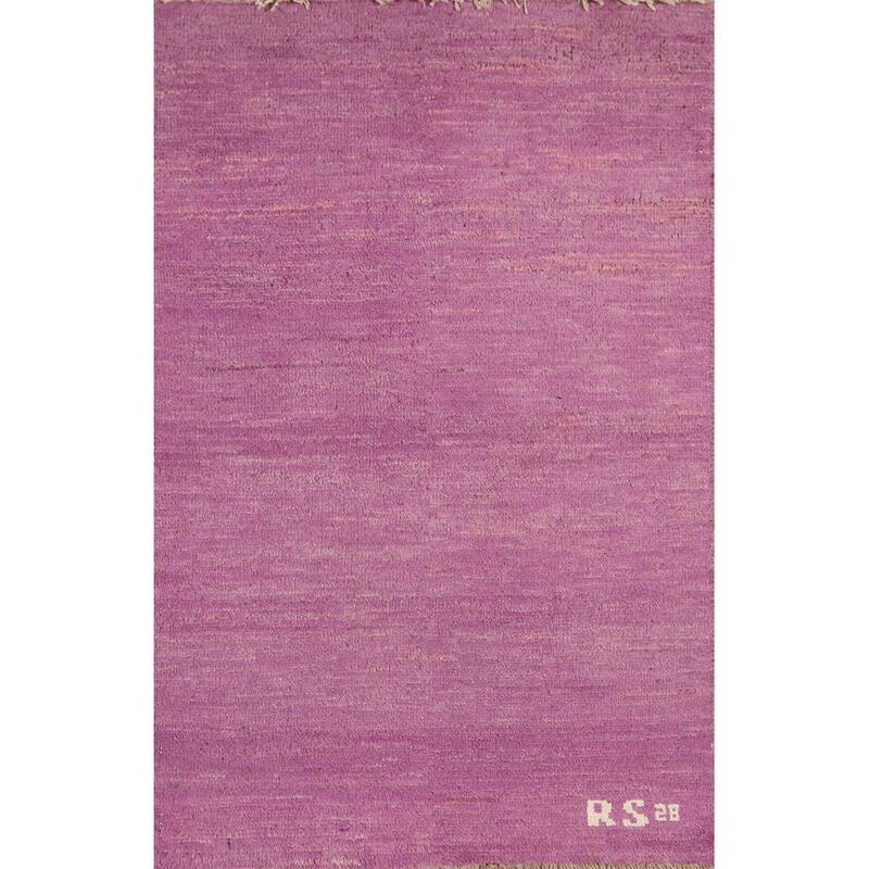 Purple Gabbeh Oriental Foyer Rug Hand-Knotted Wool Carpet - 2'0"x 3'2"