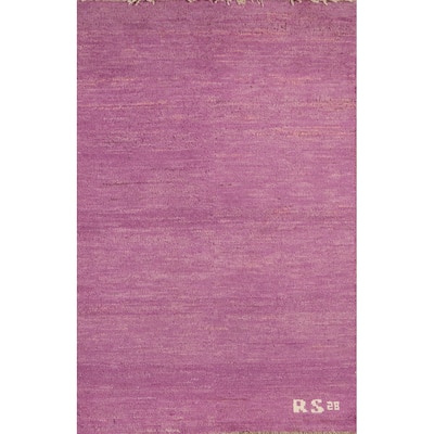 Purple Gabbeh Oriental Foyer Rug Hand-Knotted Wool Carpet - 2'0"x 3'2"