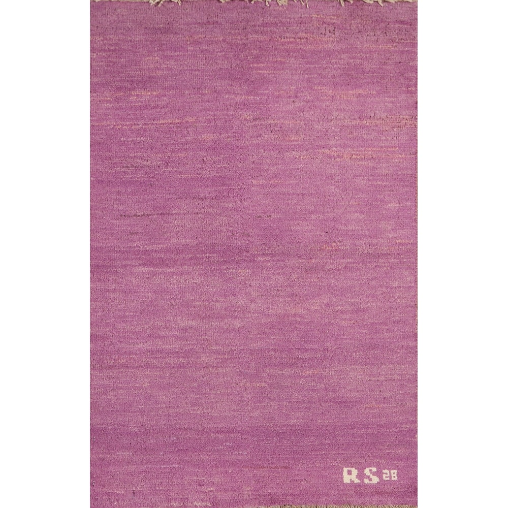 Purple Gabbeh Oriental Foyer Rug Hand-Knotted Wool Carpet - 2'0"x 3'2"