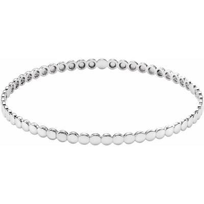 Curata 925 Sterling Silver 7.75" Polished 3.8mm Flat Bead Stackable Bangle Bracelet