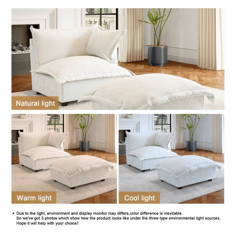 Modern Cloud Chaise Longue Accent Chair with Ottoman set