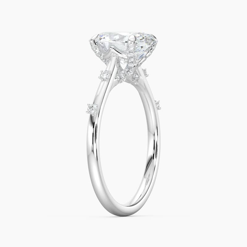 Auriya 14k Gold Petite Diamond Station Oval Lab Grown Engagement Ring 1.00 to 5.00 ct. tw. (F-G, VS)