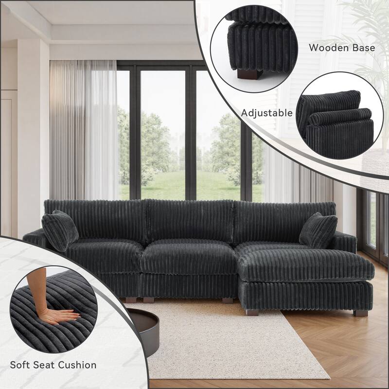 Plush Flannel Modular Sectional Sofa for Living Room