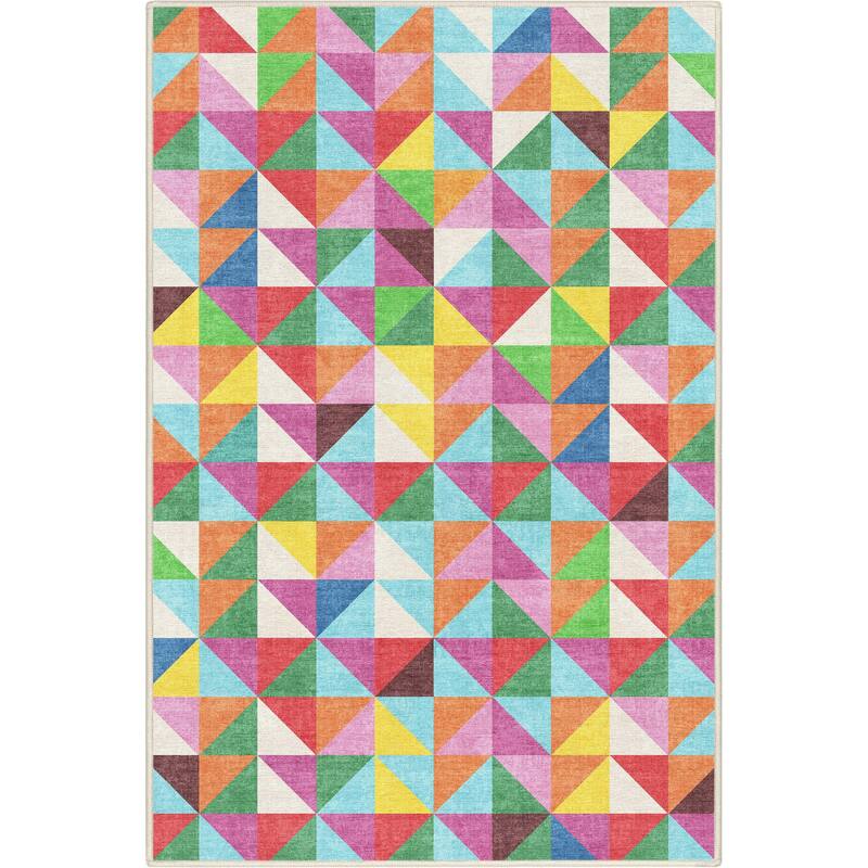 Well Woven Crayola Modern Tile Geometric Vibrant Multi Color Rug