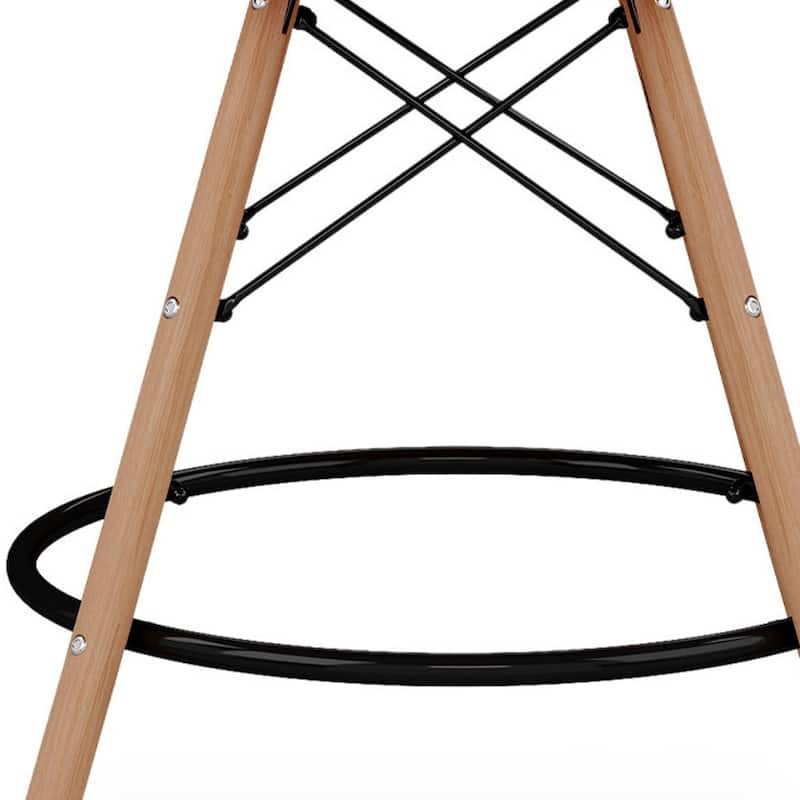HomeRoots 28" Light Blue And Brown Heavy Duty Plastic And Solid Wood Low Back Counter Height Bar Chair