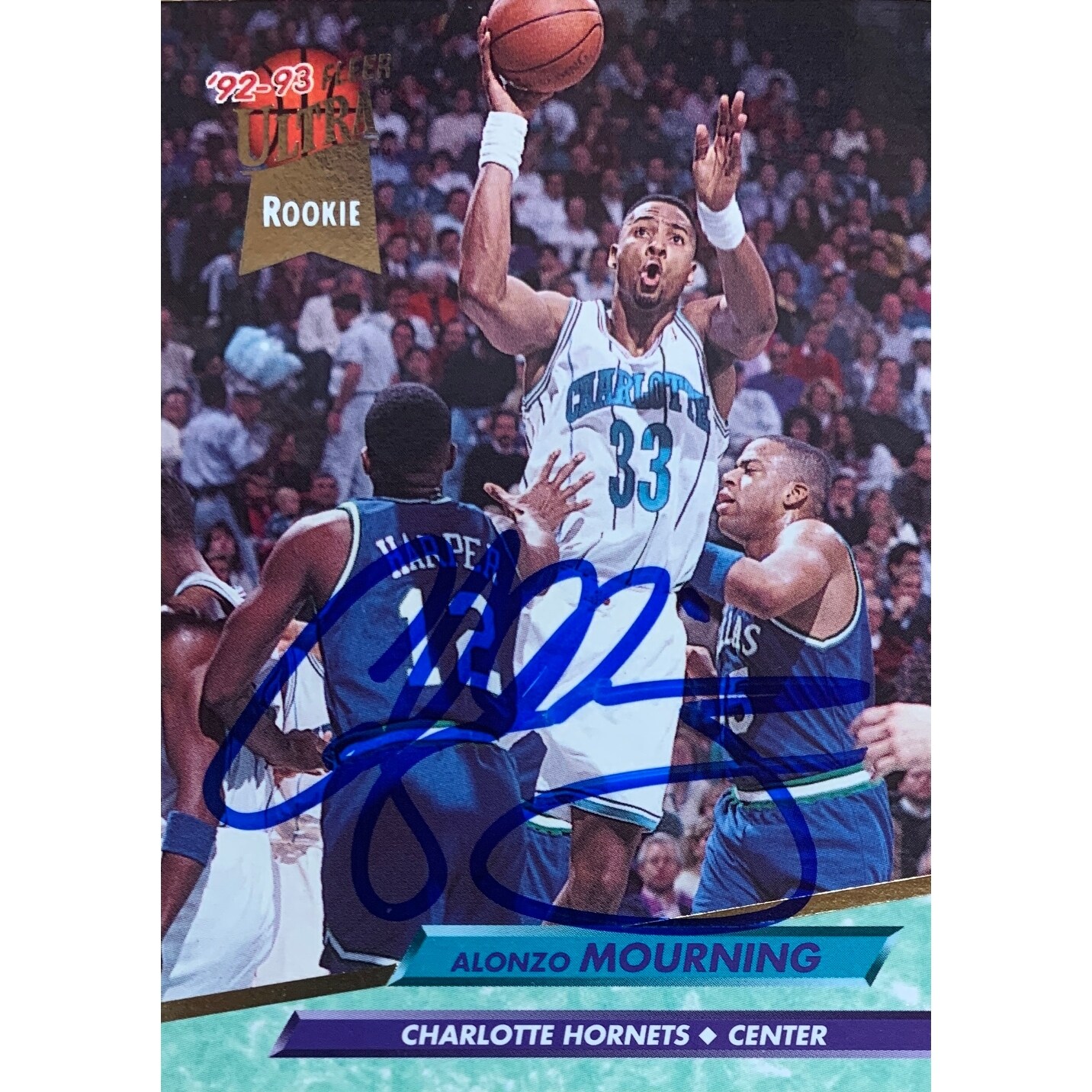Alonzo Mourning Autographed 1992 Fleer Ultra Signed Basketball 