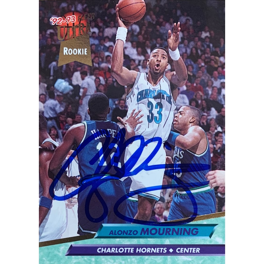 Alonzo Mourning Autographed 1992 Fleer Ultra Signed Basketball Rookie Card #234 Auto JSA COA - 8'6" x 11'6"