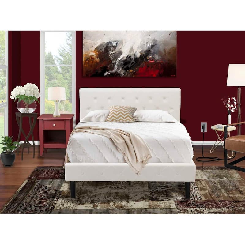 2-Piece Bedroom Set - Tufted Bed & Nightstand - Velvet Headboard