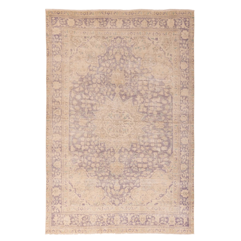 ECARPETGALLERY Hand-knotted Antalya Vintage Grey, Purple Wool Rug - 6'9 x 10'1