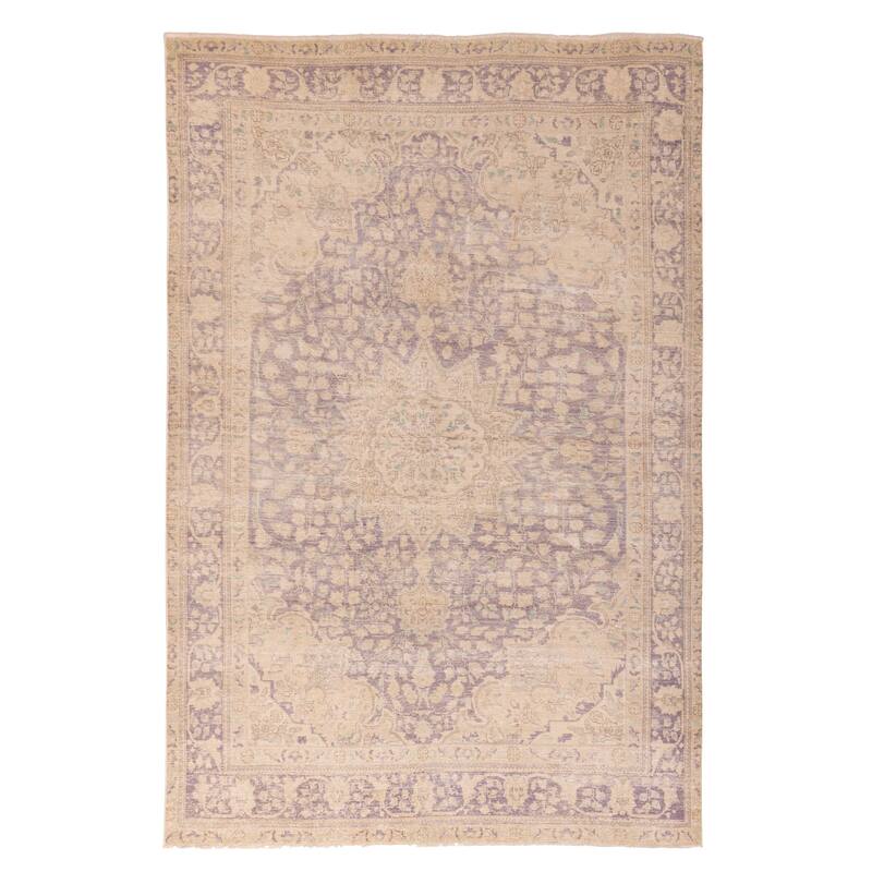 ECARPETGALLERY Hand-knotted Antalya Vintage Grey, Purple Wool Rug - 6'9 x 10'1