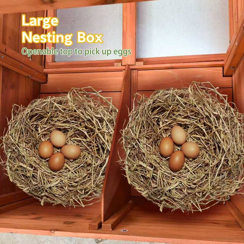 Large Wooden Chicken Coop Outdoor Hen House Poultry Cage with 2 Sides Nesting Boxes, 2 Free-range Doors Leakproof Tray