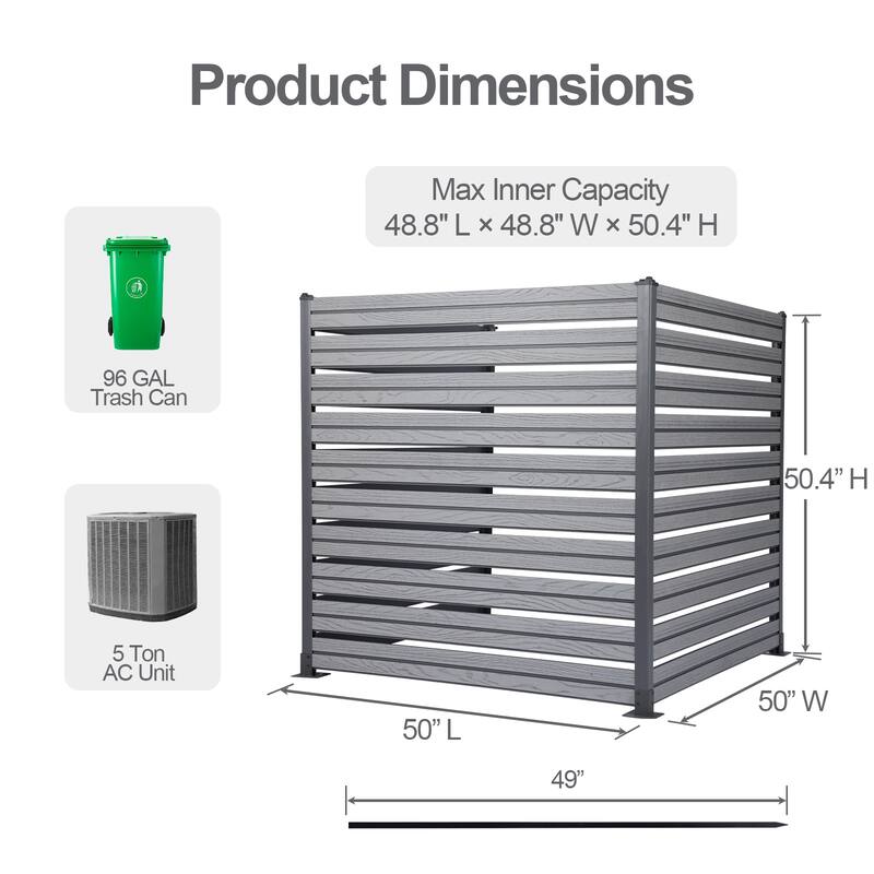 Aoodor Patio Privacy Screen 49''W x 50''H Air Conditioner Fence - N/A