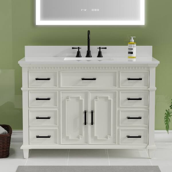 ExBrite 48 Inches White Bathroom Vanities With Solid Wood Lockers ...