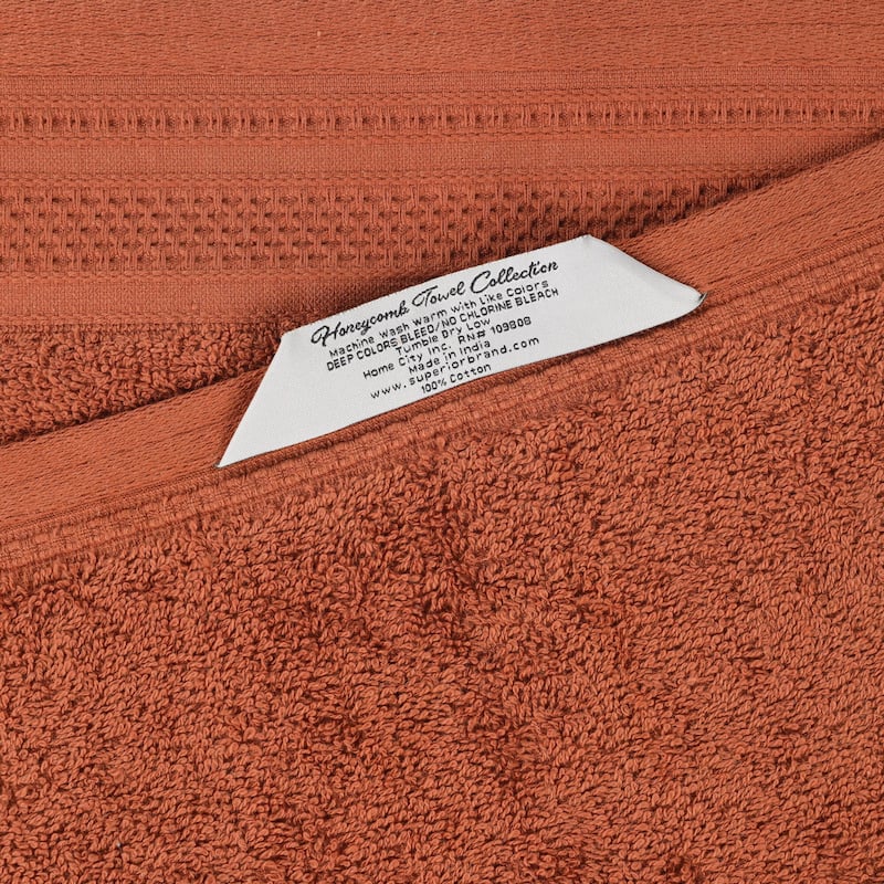 Superior Honeycomb Textured Border Cotton Medium Weight 12 Piece Towel Set