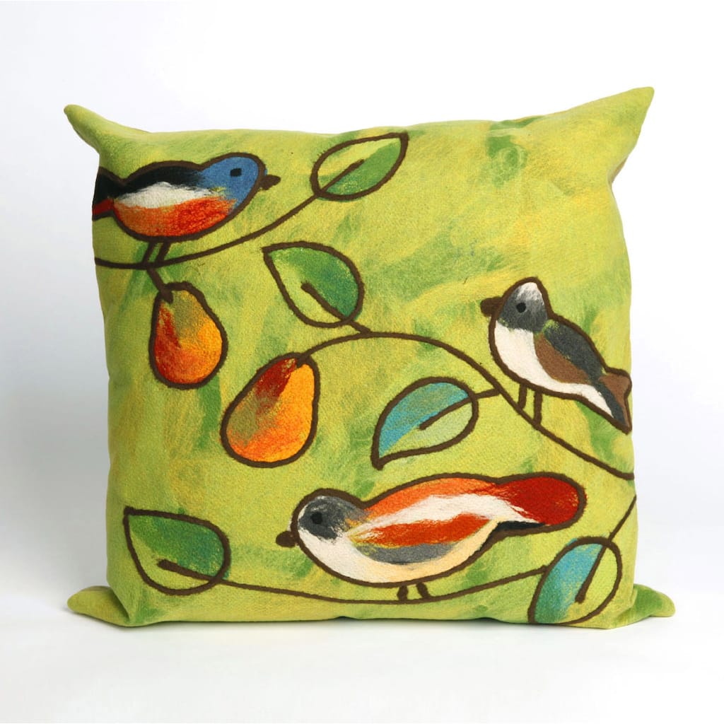 Liora Manne Visions III Song Birds Indoor/Outdoor Pillow Green 20" Square