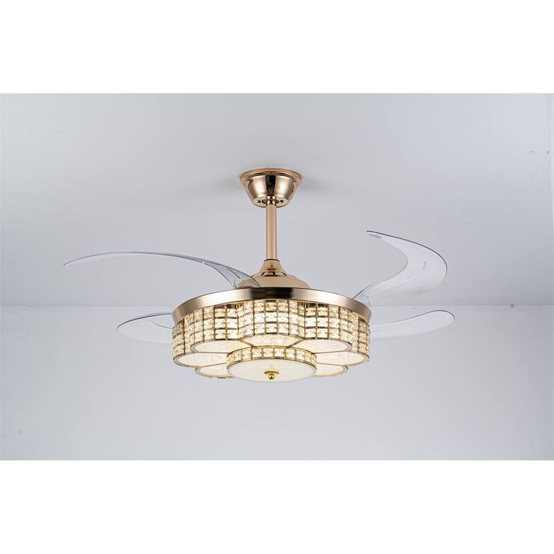 48" Retractable Blade Ceiling Fan with LED Light and Remote Control