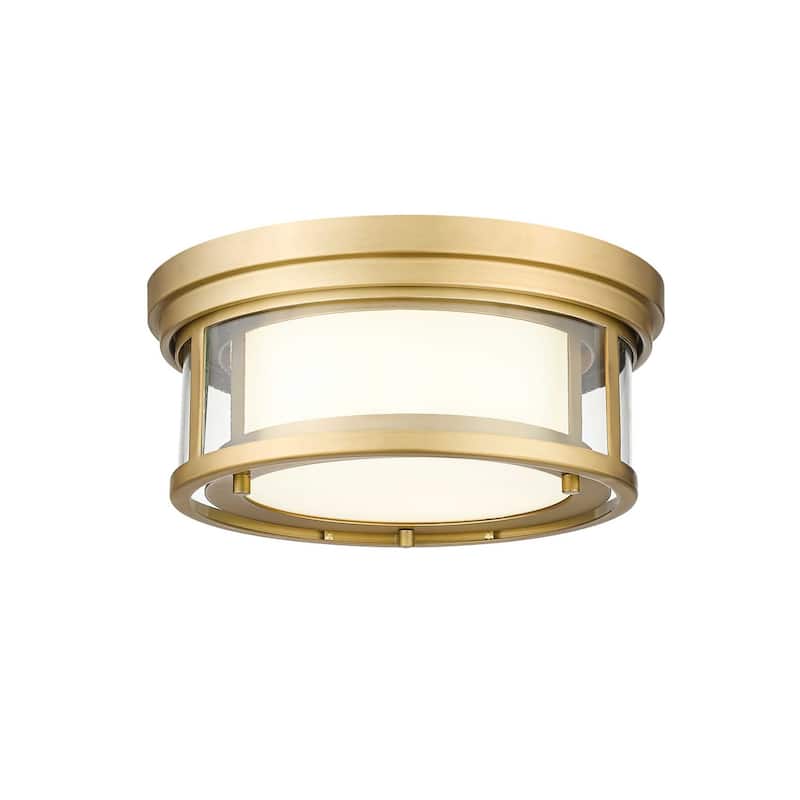 Bellevue Sylvia 2 Light 12" Wide Flush Mount Drum Ceiling Fixture - Olde Brass