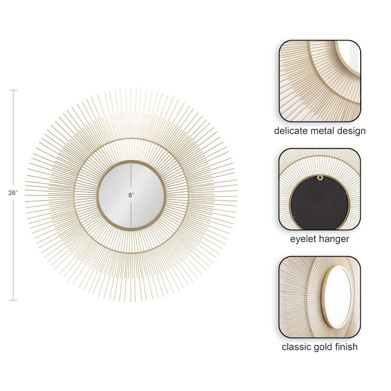 Kate and Laurel Quillet Round Wall Mirror Metal - 26x26