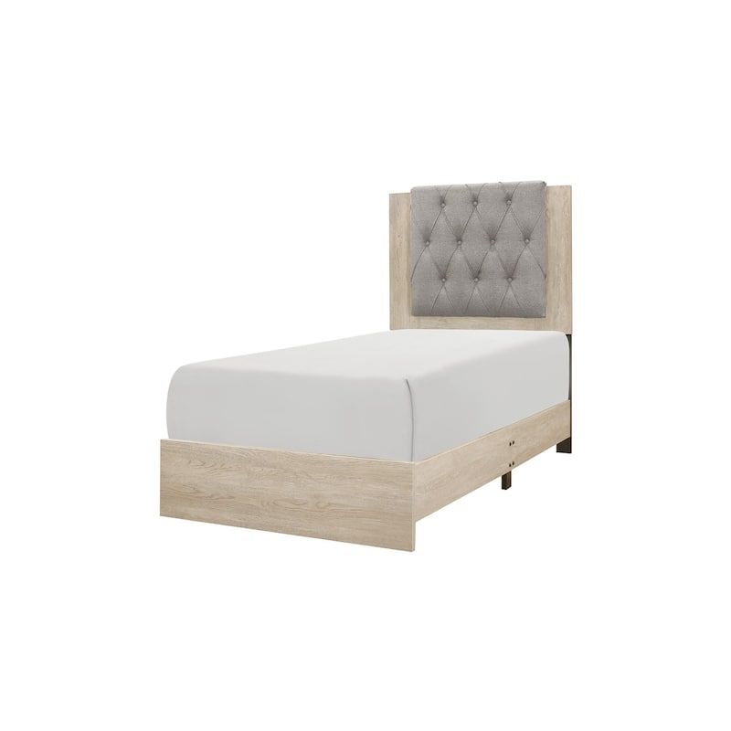 Frederic 3 Piece Gray Modern Fabric Upholstered Panel Bedroom Set
