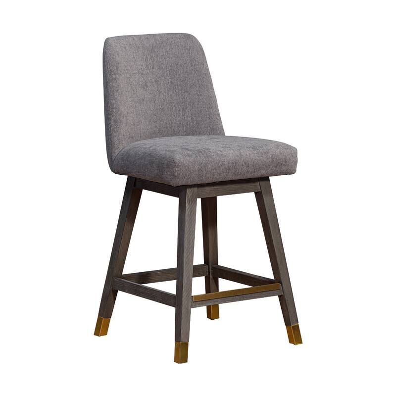 Full Back Swivel Counter Height Bar Stool with Armrest and Foam Cushion Seat Wood Frame for Kitchen