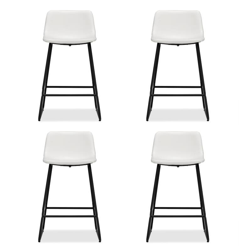 LUE BONA Modern Faux Leather Metal Frame Counter Height Bar Stools (Set of 4)