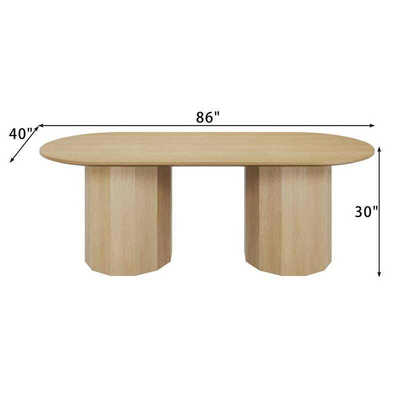 86" Double Pedestal Solid Wood Dining Table