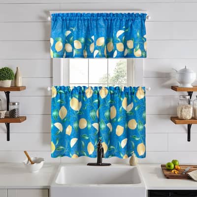 Mediterranean Zest 3-Piece Kitchen Curtain Tier Set & Valance