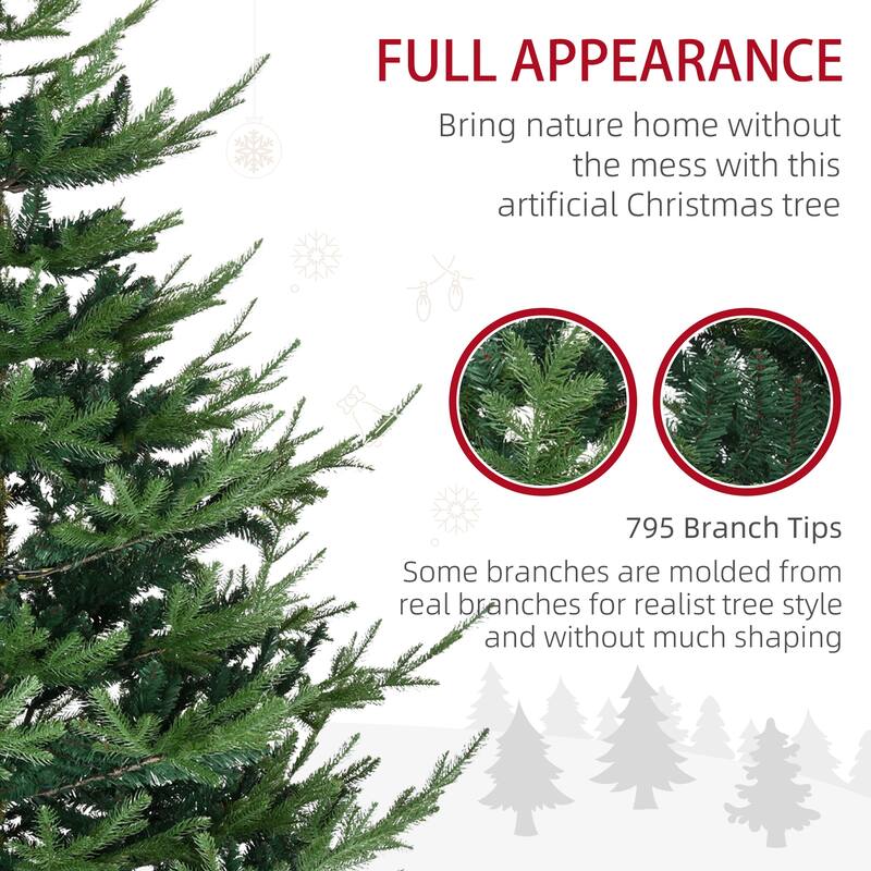 Pine Artificial Christmas Tree with Realistic Branches, Auto-Open Hinged Design, Steel Base, Easy Setup for Holiday Décor