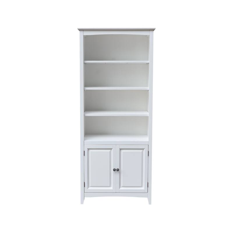 Solid Wood 60" Shaker Bookcase - White