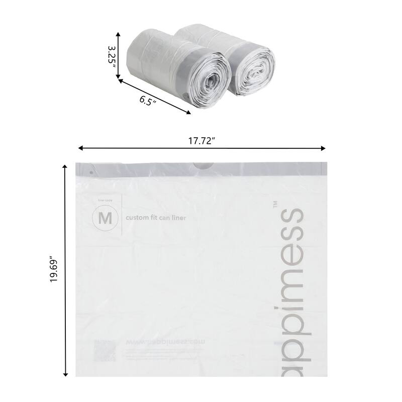 happimess 4-Gallon (15L) Drawstring Unscented Trash Can Liner, White (200-Count, 4-Rolls of 50 Liners)